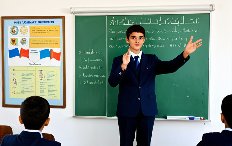 중학교 시민 교육 - A diverse group of fully clothed middle school students participating in a mock election in a classr...